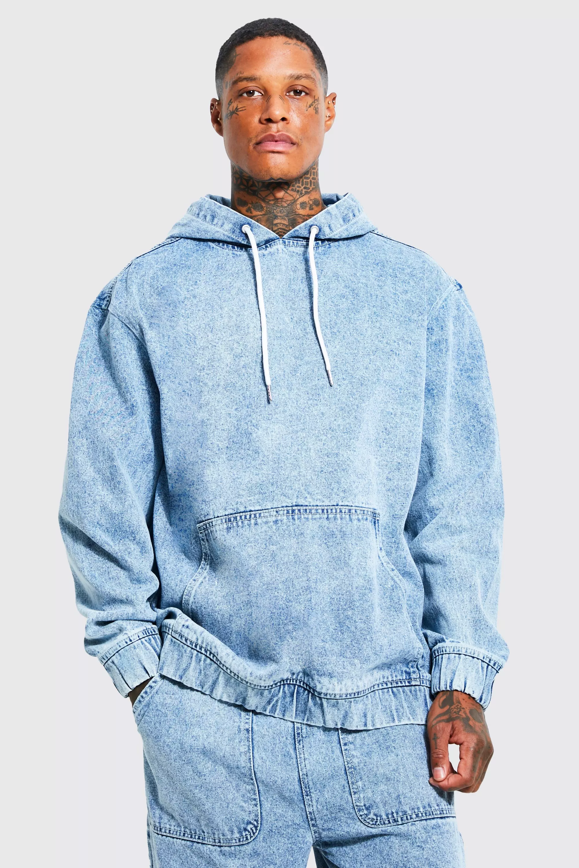 Oversized Denim Hoodie boohooMAN